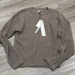 Rick Owens Biker Round Neck Recycled Cotton Pullover Sweater in Dust